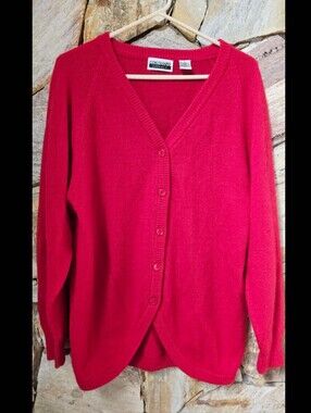 Red vintage Lambswool Cardigan Sweater